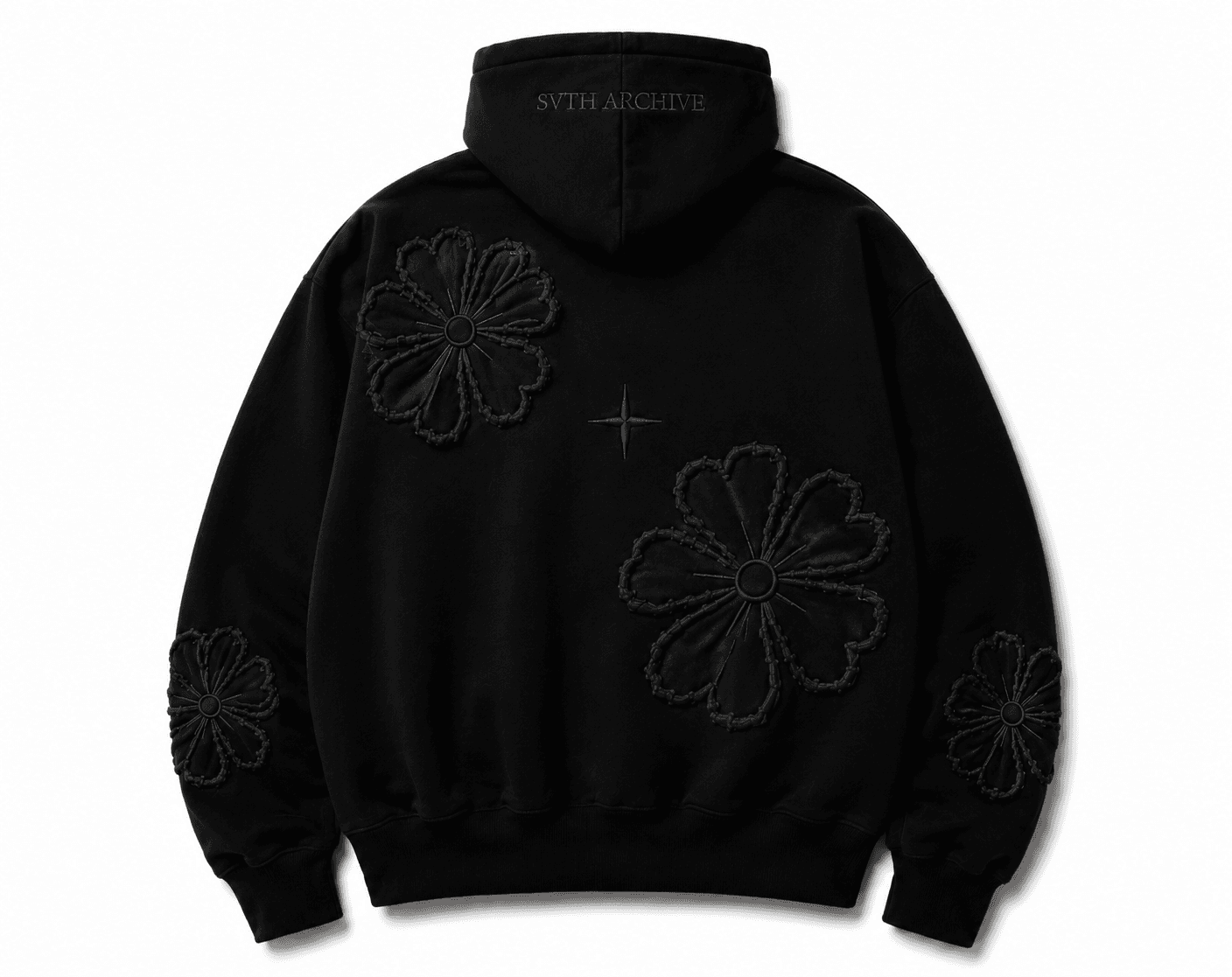 Bloom Hoodie — Black · espalda